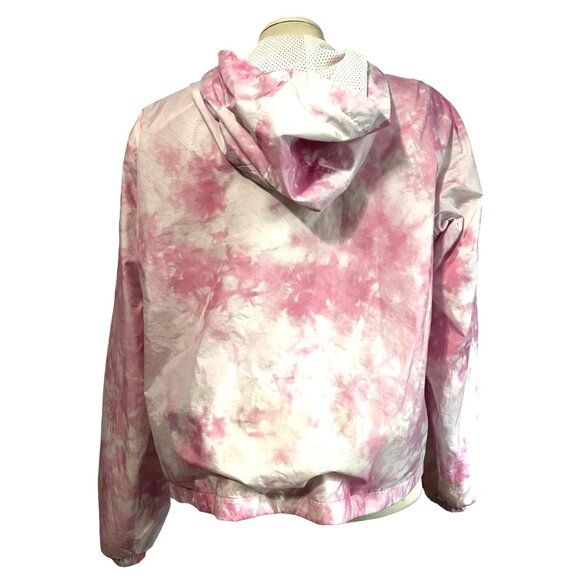 Forever 21 Plus Pink Tie Dye Windbreaker Jacket Sz 0XL Hooded - Picture 2 of 11